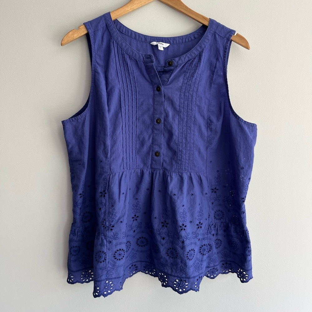 Sonoma Women's Purple Sleeveless Embroidered Top size L